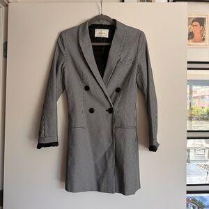 Stradivarius Houndstooth Long Blazer Coat